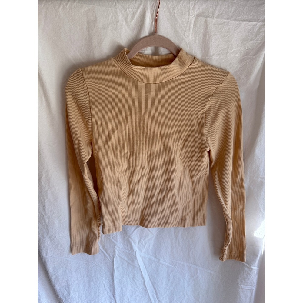One Step Up Ribbed Mock Neck Long Sleeve Top Peach Orange L/XL RN 63619